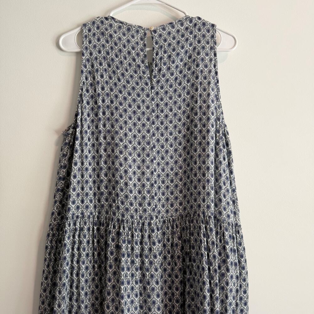 Ann Taylor Tiered Maxi Dress Women's Large Blue Pattern Sleeveless Round Neck - Picture 6 of 7